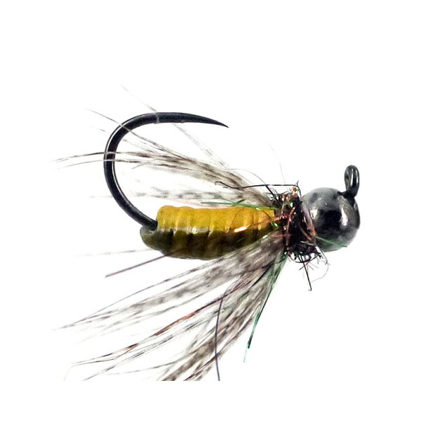 FC Hackled Jig Yellow Olive BL TG